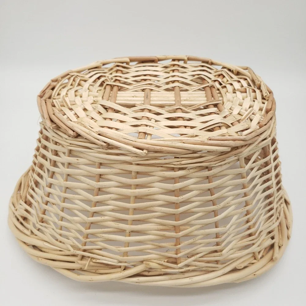 Natural Woven Wicker Basket Rustic Boho Farmhouse Storage Oval Handled Decor